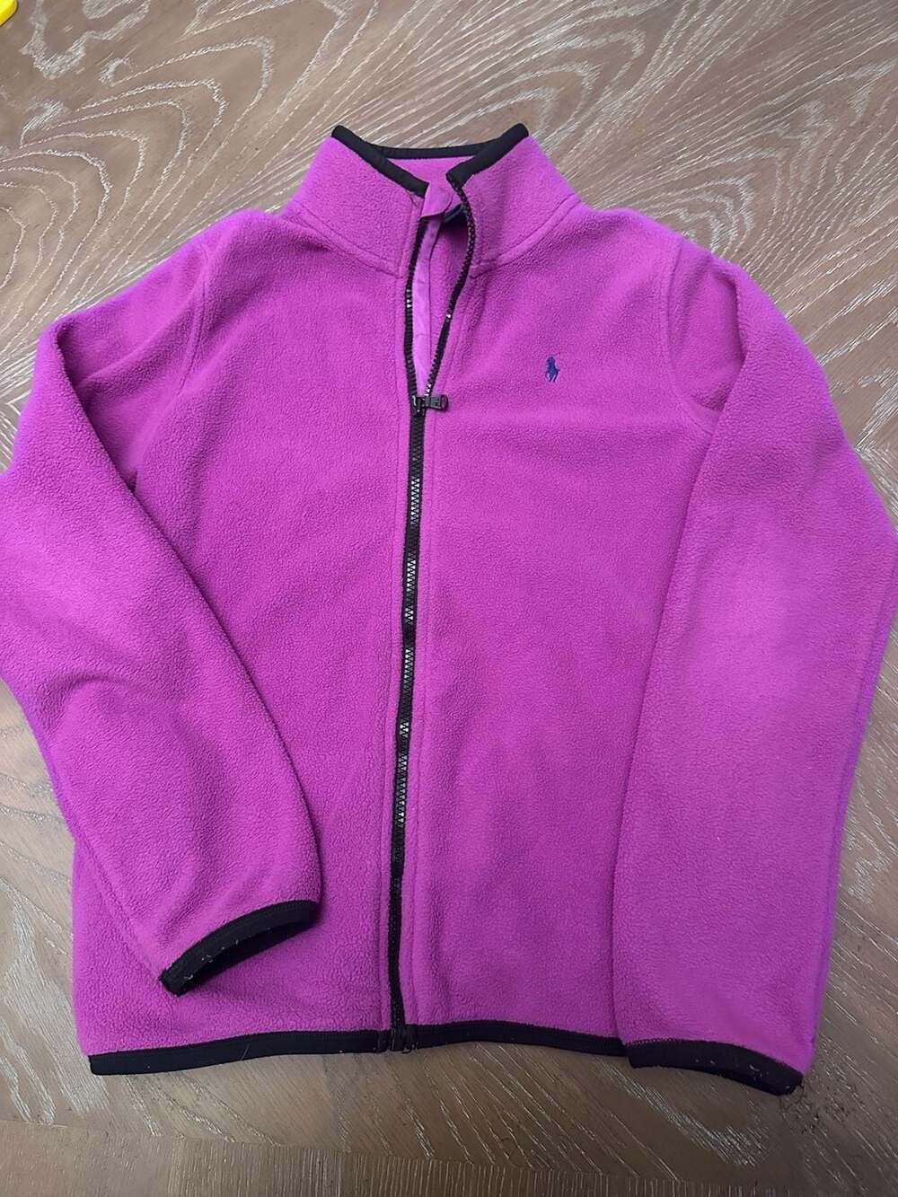 Ralph Lauren Youth XL (16) Purple Full-Zip Fleece Jacket with Black Trim